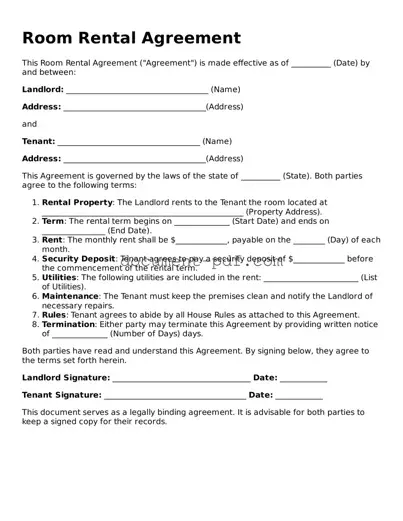 Attorney-Approved Room Rental Agreement Document