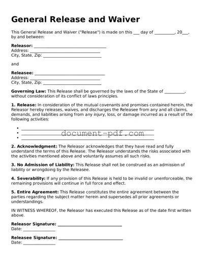 Attorney-Approved General Release and Waiver Document