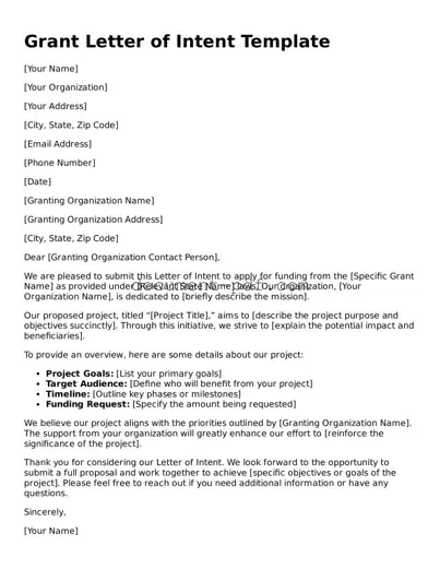 Attorney-Approved Grant Letter of Intent Document