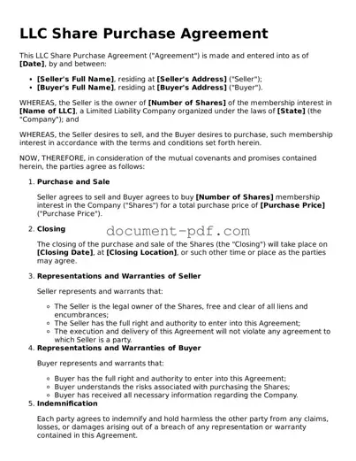 Attorney-Approved LLC Share Purchase Agreement Document