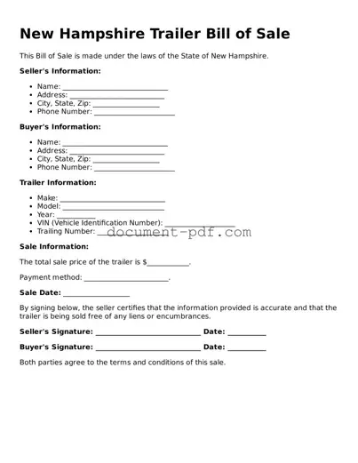 Attorney-Verified New Hampshire Trailer Bill of Sale Template