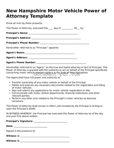 Attorney-Verified New Hampshire Motor Vehicle Power of Attorney Template