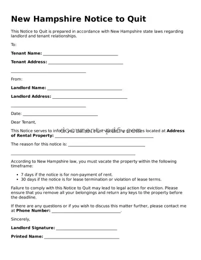 Attorney-Verified New Hampshire Notice to Quit Template