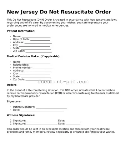 Attorney-Verified New Jersey Do Not Resuscitate Order Template