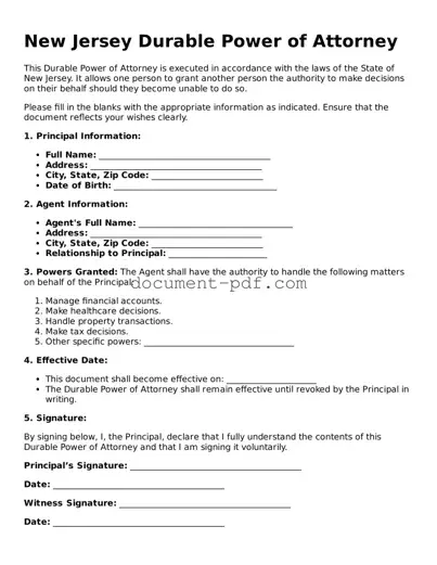 Attorney-Verified New Jersey Durable Power of Attorney Template