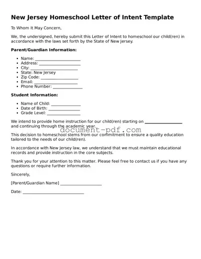 Attorney-Verified New Jersey Homeschool Letter of Intent Template