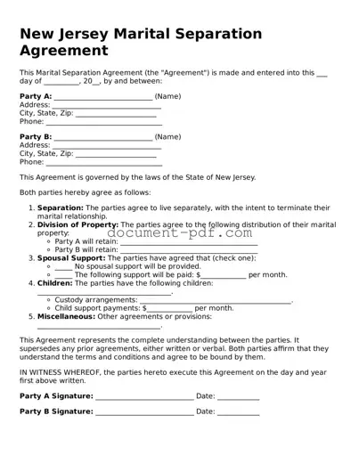 Attorney-Verified New Jersey Marital Separation Agreement Template