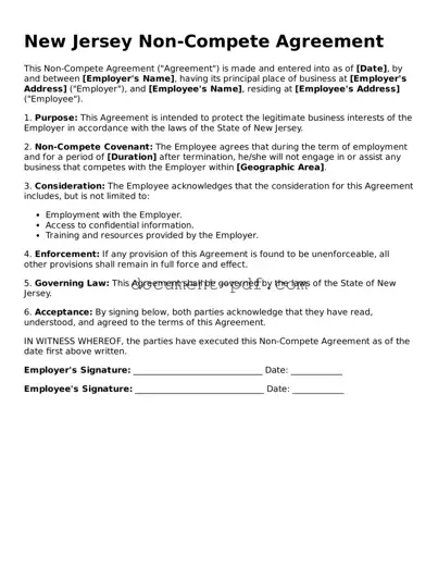Attorney-Verified New Jersey Non-compete Agreement Template