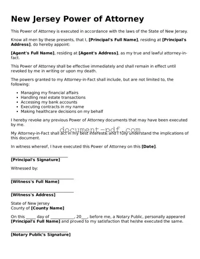 Attorney-Verified New Jersey Power of Attorney Template