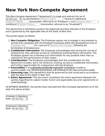 Attorney-Verified New York Non-compete Agreement Template