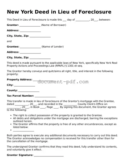 Attorney-Verified New York Deed in Lieu of Foreclosure Template