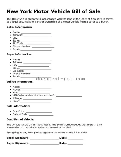Attorney-Verified New York Motor Vehicle Bill of Sale Template