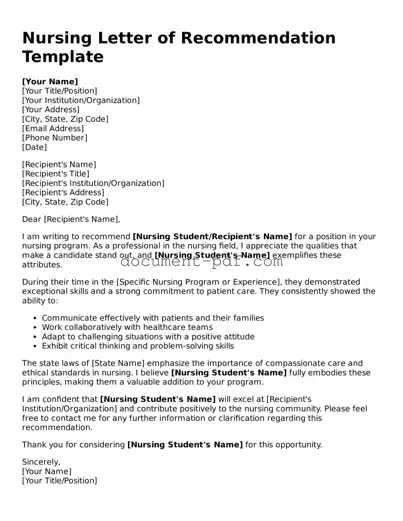 Attorney-Approved Nursing Letter of Recommendation Document