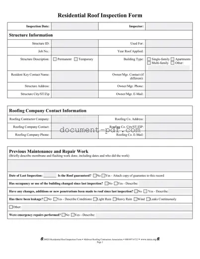 Blank Roof Inspection PDF Form