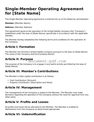 Attorney-Approved Single-Member Operating Agreement Document