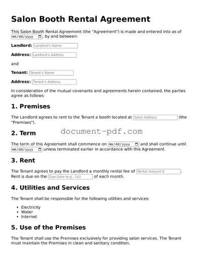 Attorney-Approved Salon Booth Rental Agreement Document