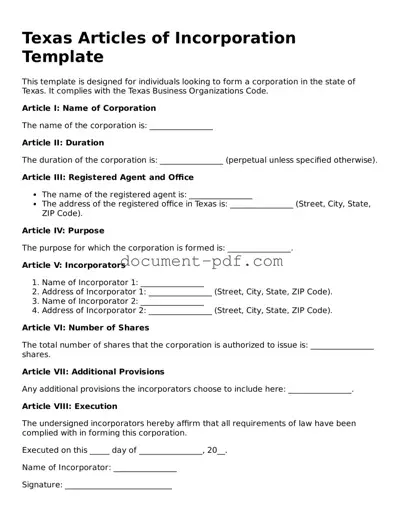 Attorney-Verified Texas Articles of Incorporation Template