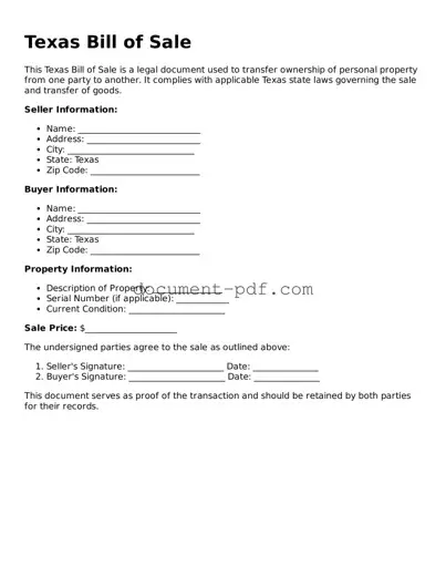 Attorney-Verified Texas Bill of Sale Template
