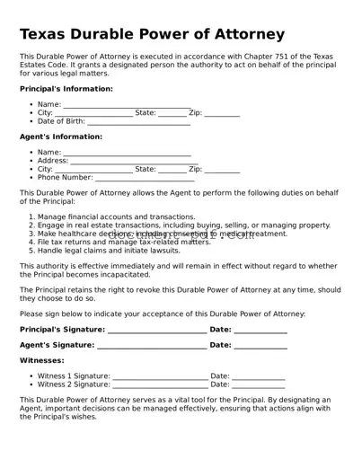 Attorney-Verified Texas Durable Power of Attorney Template