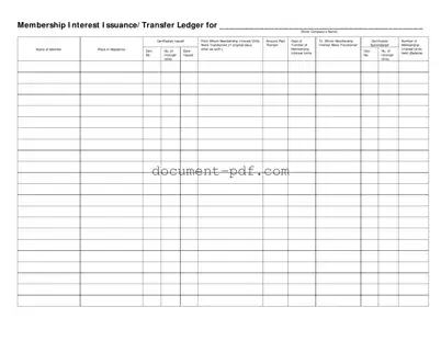 Blank Membership Ledger PDF Form