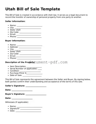 Attorney-Verified Utah Bill of Sale Template
