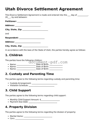 Attorney-Verified Utah Divorce Settlement Agreement Template