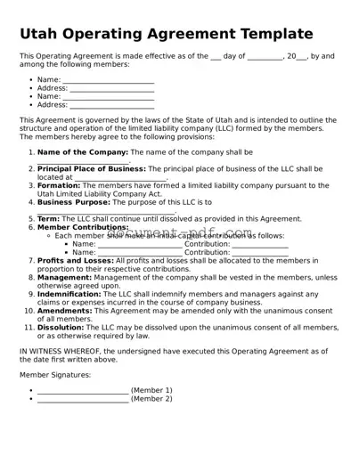 Attorney-Verified Utah Operating Agreement Template