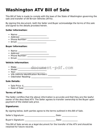 Attorney-Verified Washington ATV Bill of Sale Template