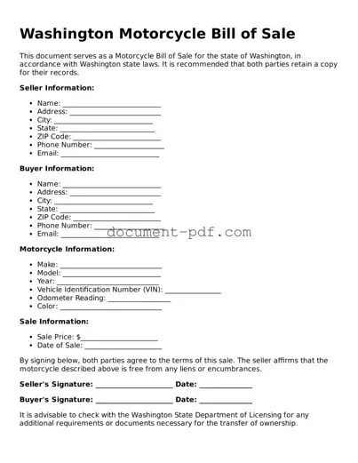 Attorney-Verified Washington Motorcycle Bill of Sale Template