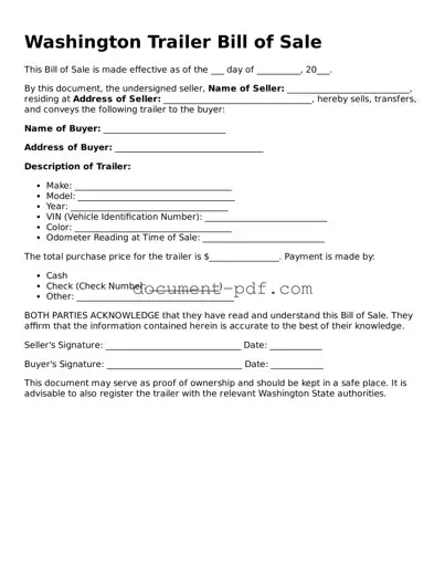 Attorney-Verified Washington Trailer Bill of Sale Template