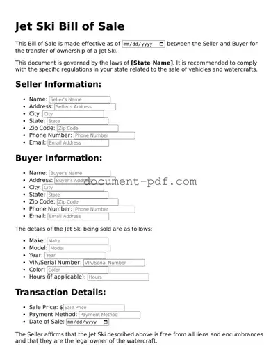 Attorney-Approved Jet Ski Bill of Sale Document