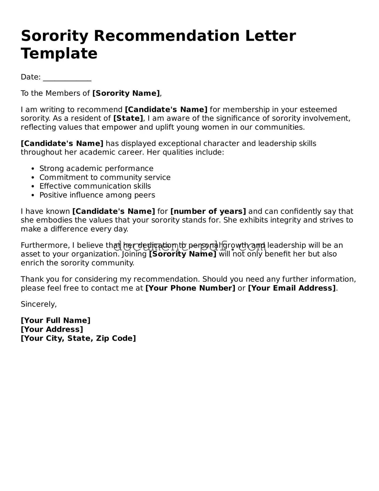 Attorney-Approved Sorority Recommendation Letter Document