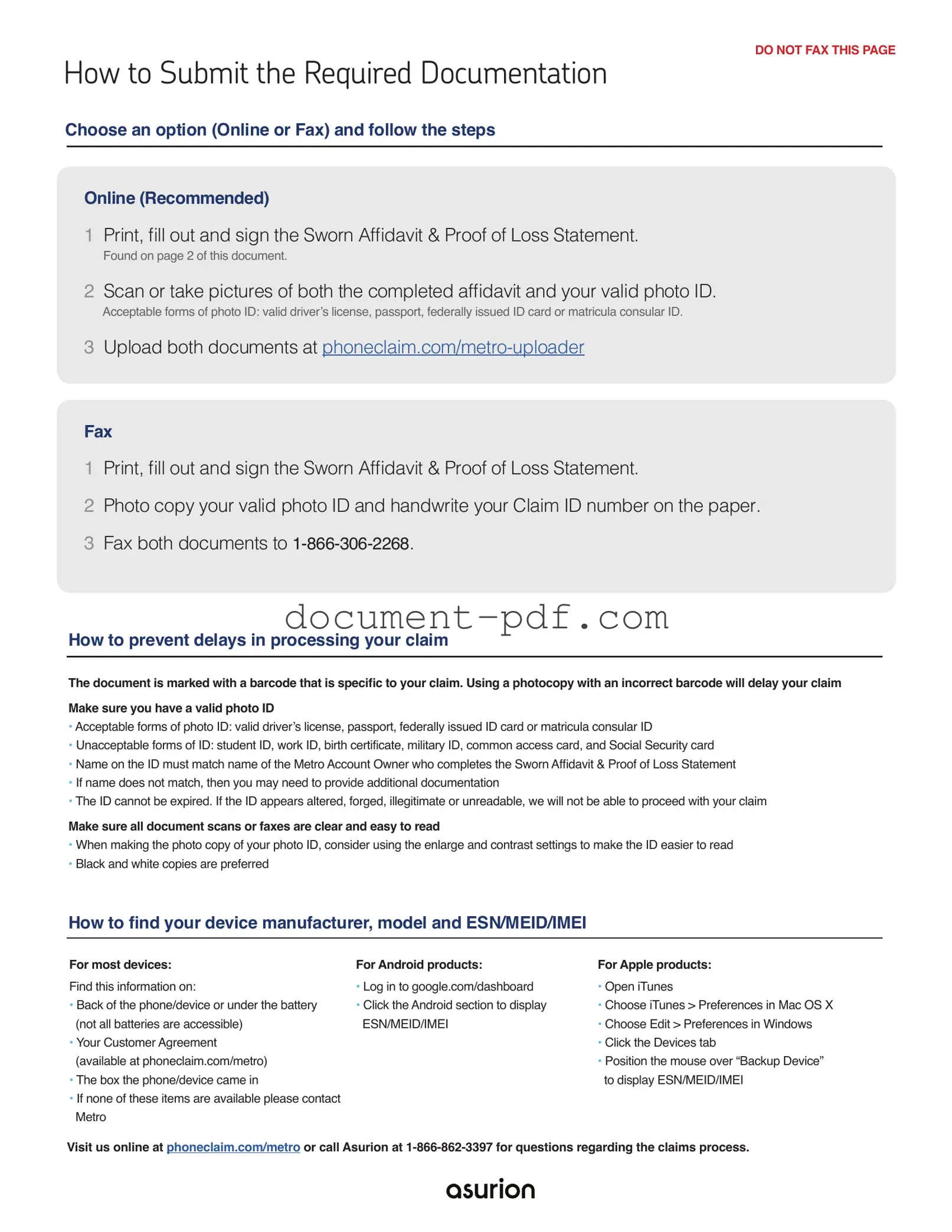 Blank Asurion F-017-08 MEN PDF Form