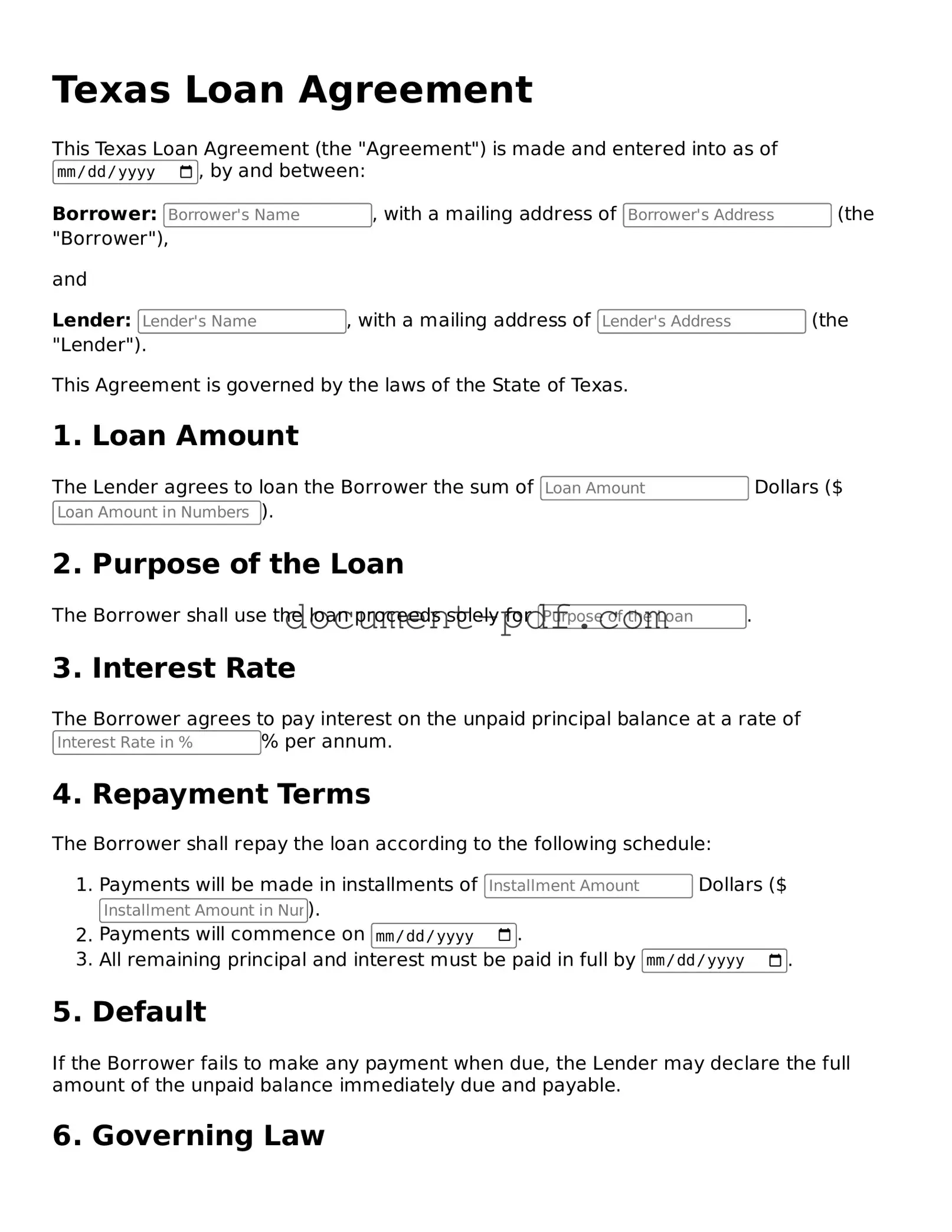 Attorney-Verified Texas Loan Agreement Template