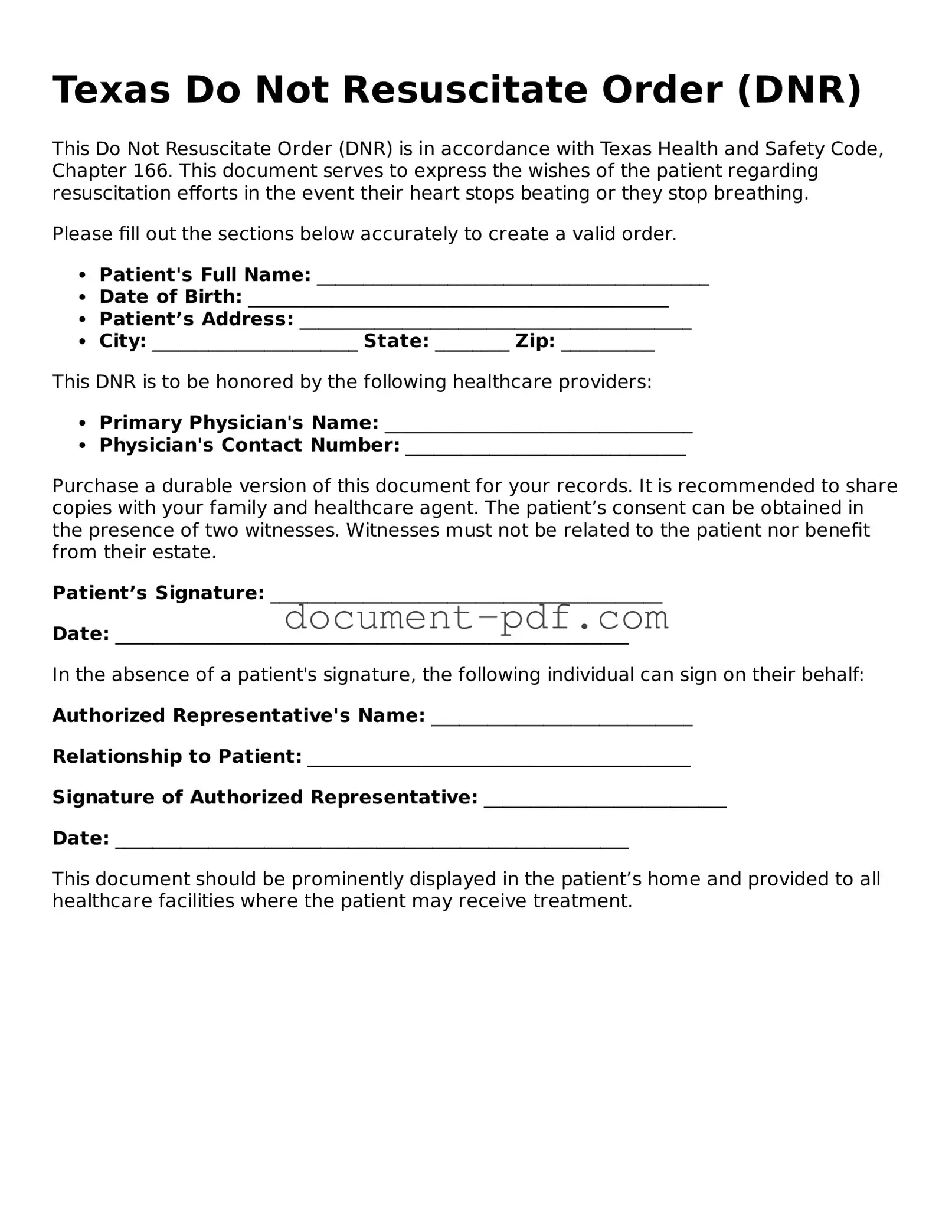 Attorney-Verified Texas Do Not Resuscitate Order Template