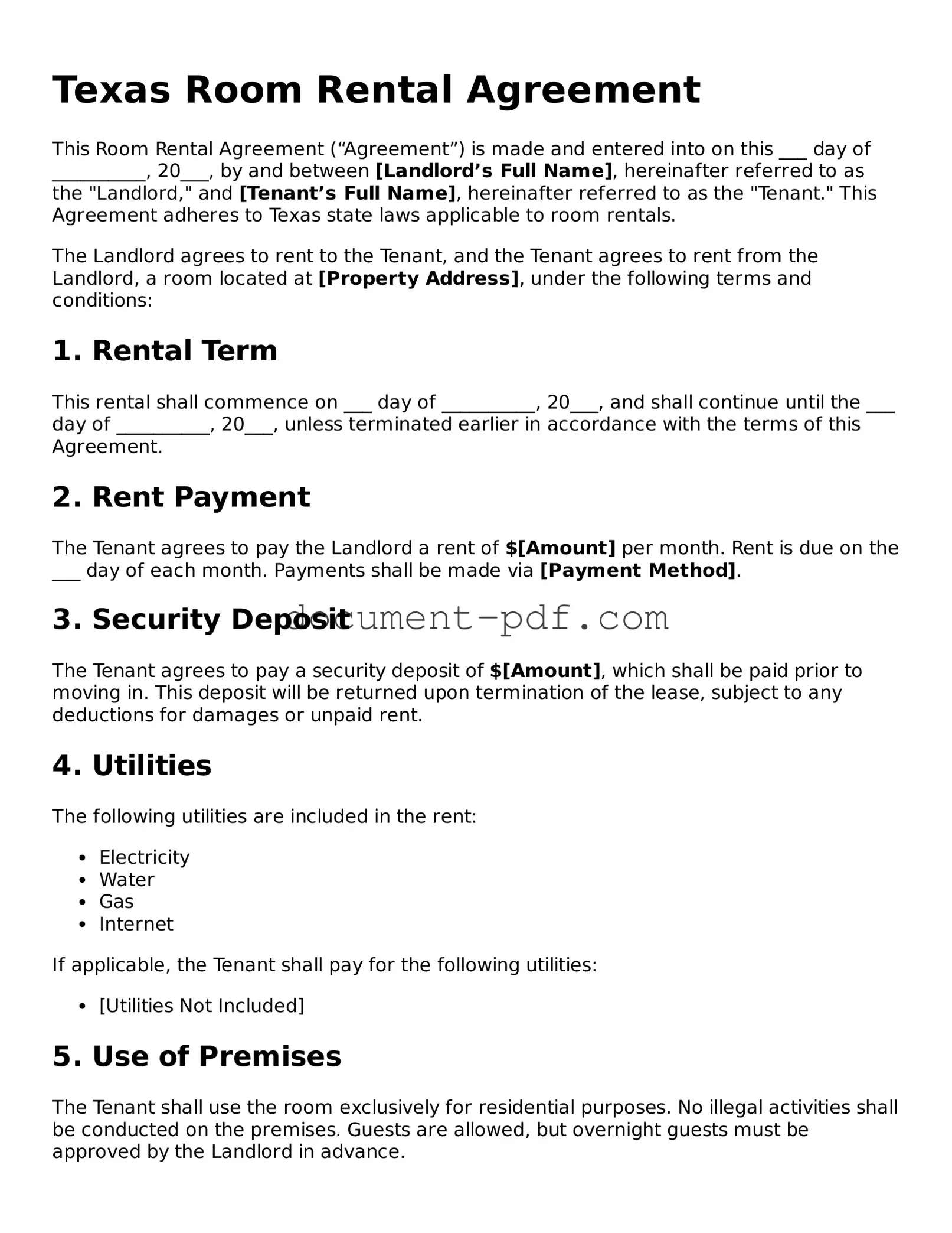 Attorney-Verified Texas Room Rental Agreement Template