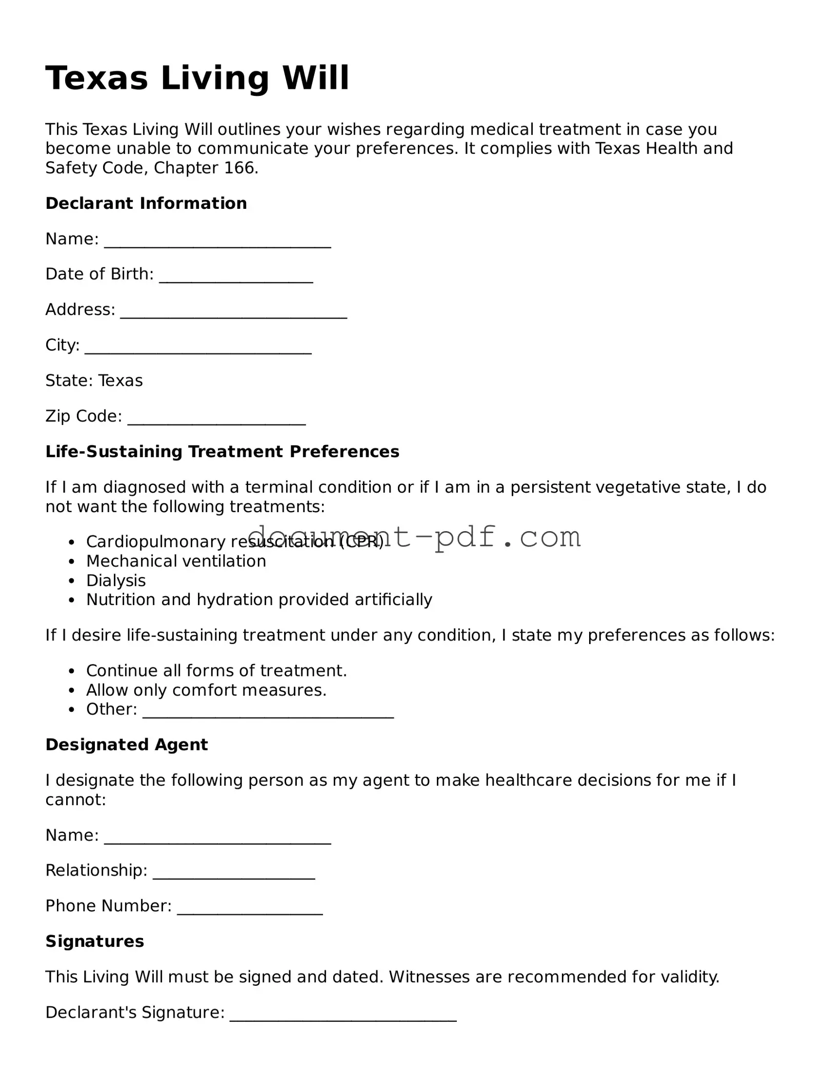 Attorney-Verified Texas Living Will Template