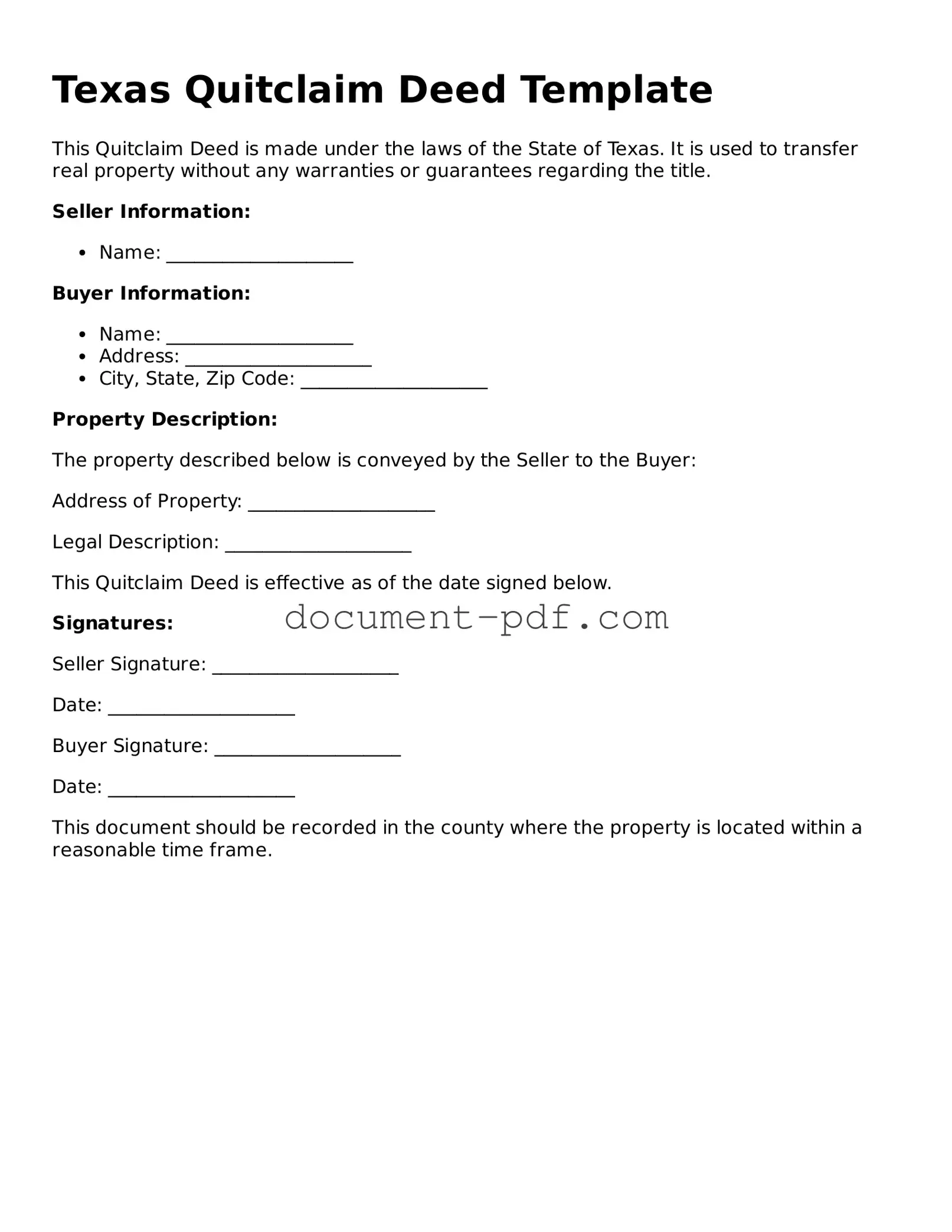 Attorney-Verified Texas Quitclaim Deed Template