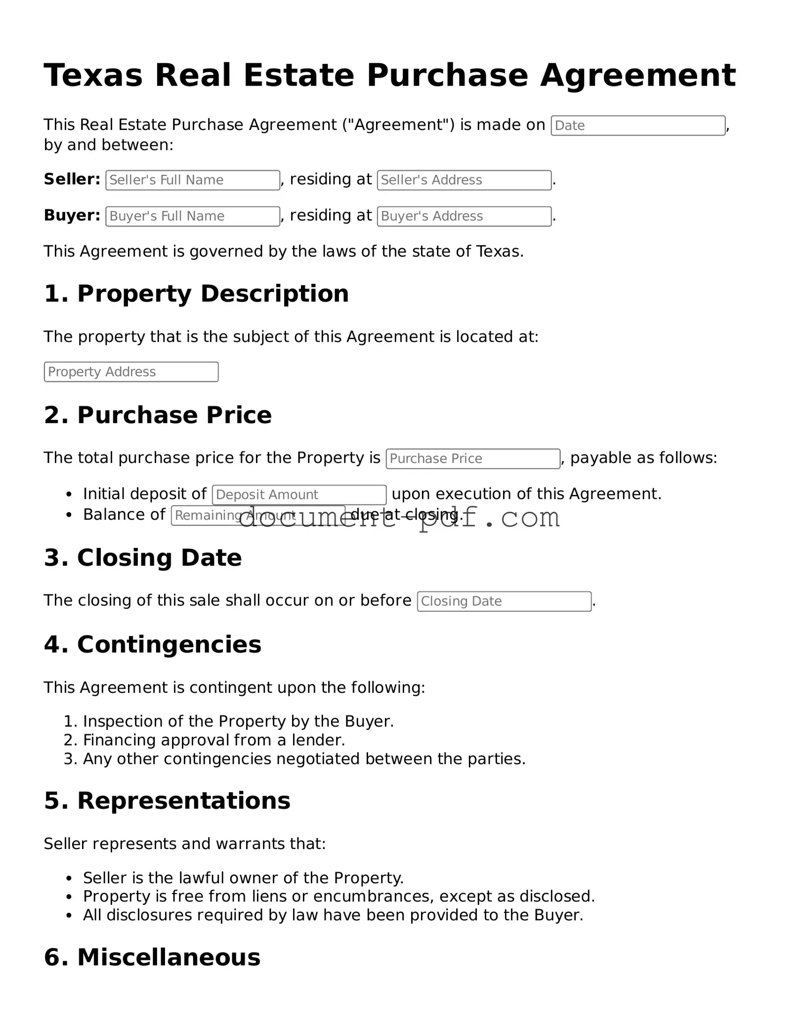 Attorney-Verified Texas Real Estate Purchase Agreement Template