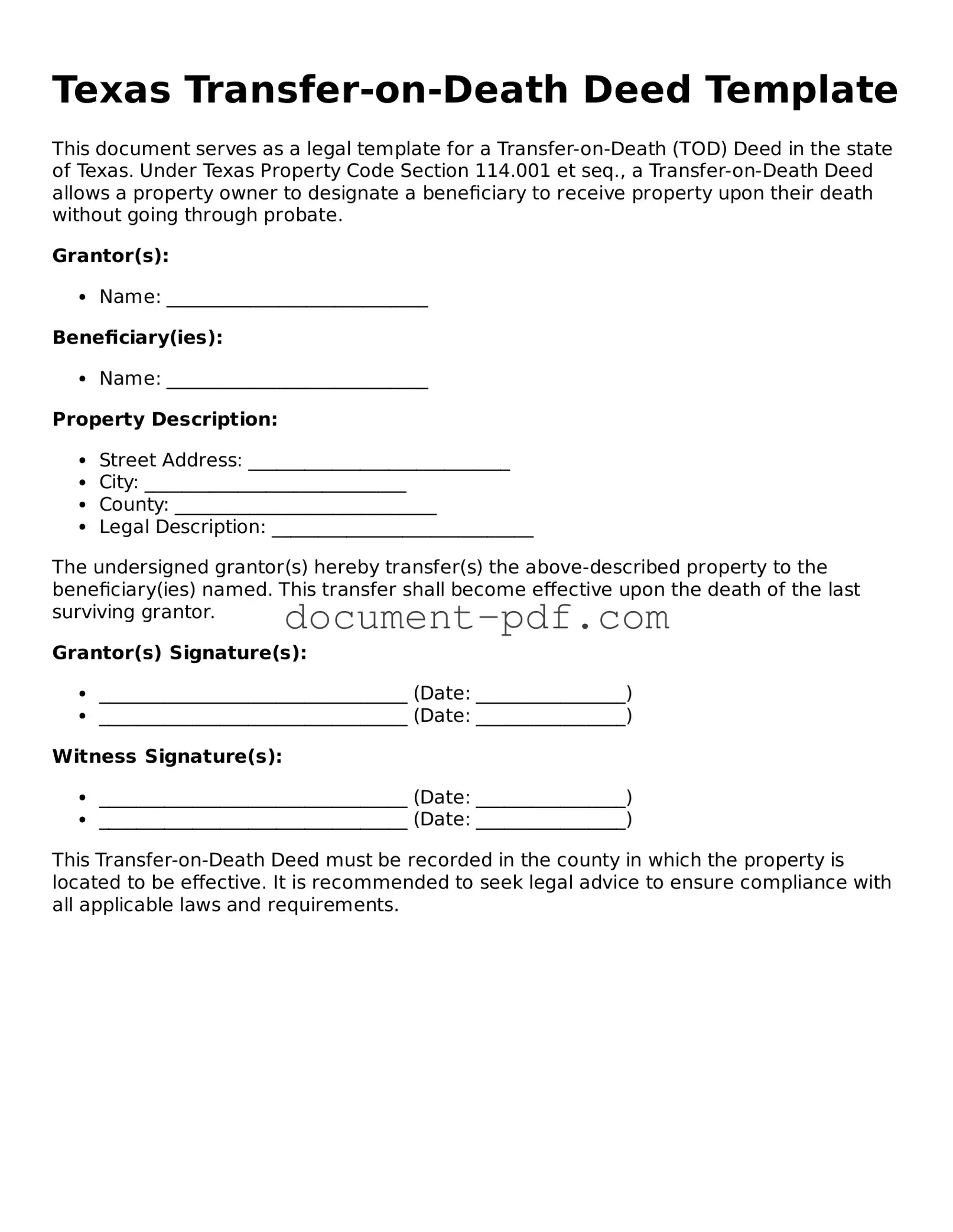 Attorney-Verified Texas Transfer-on-Death Deed Template