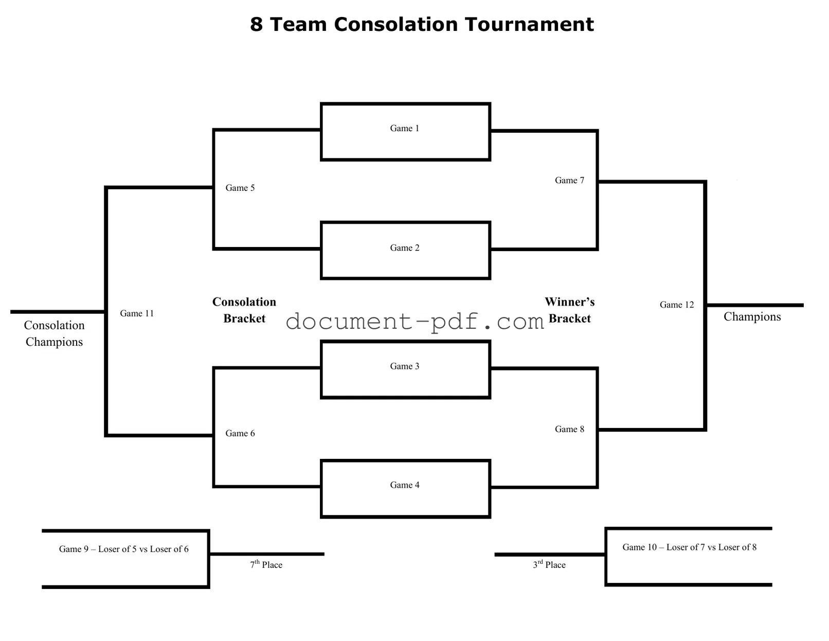 Blank Tournament Consolation Bracket PDF Form