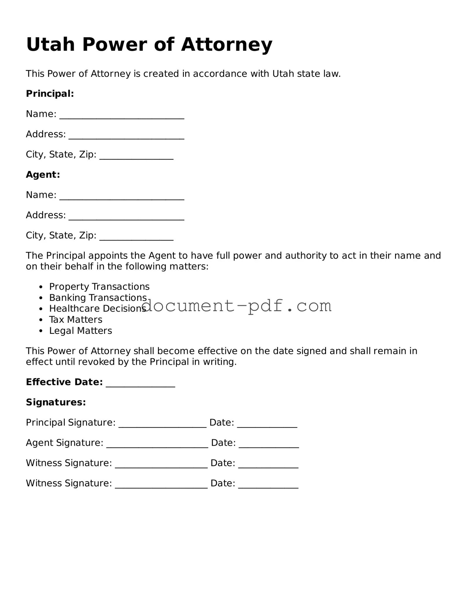 Attorney-Verified Utah Power of Attorney Template