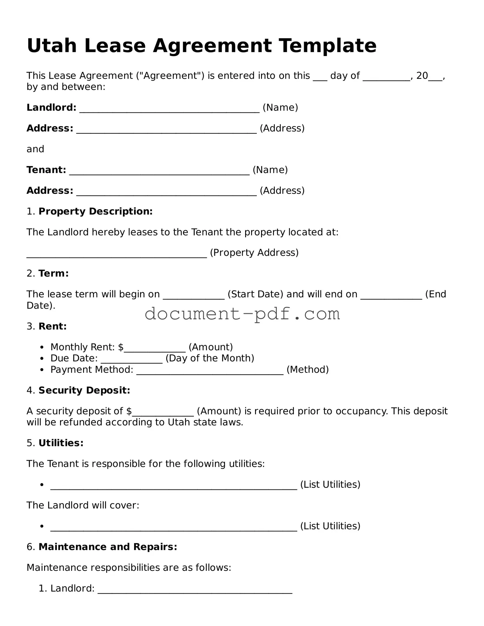 Attorney-Verified Utah Lease Agreement Template