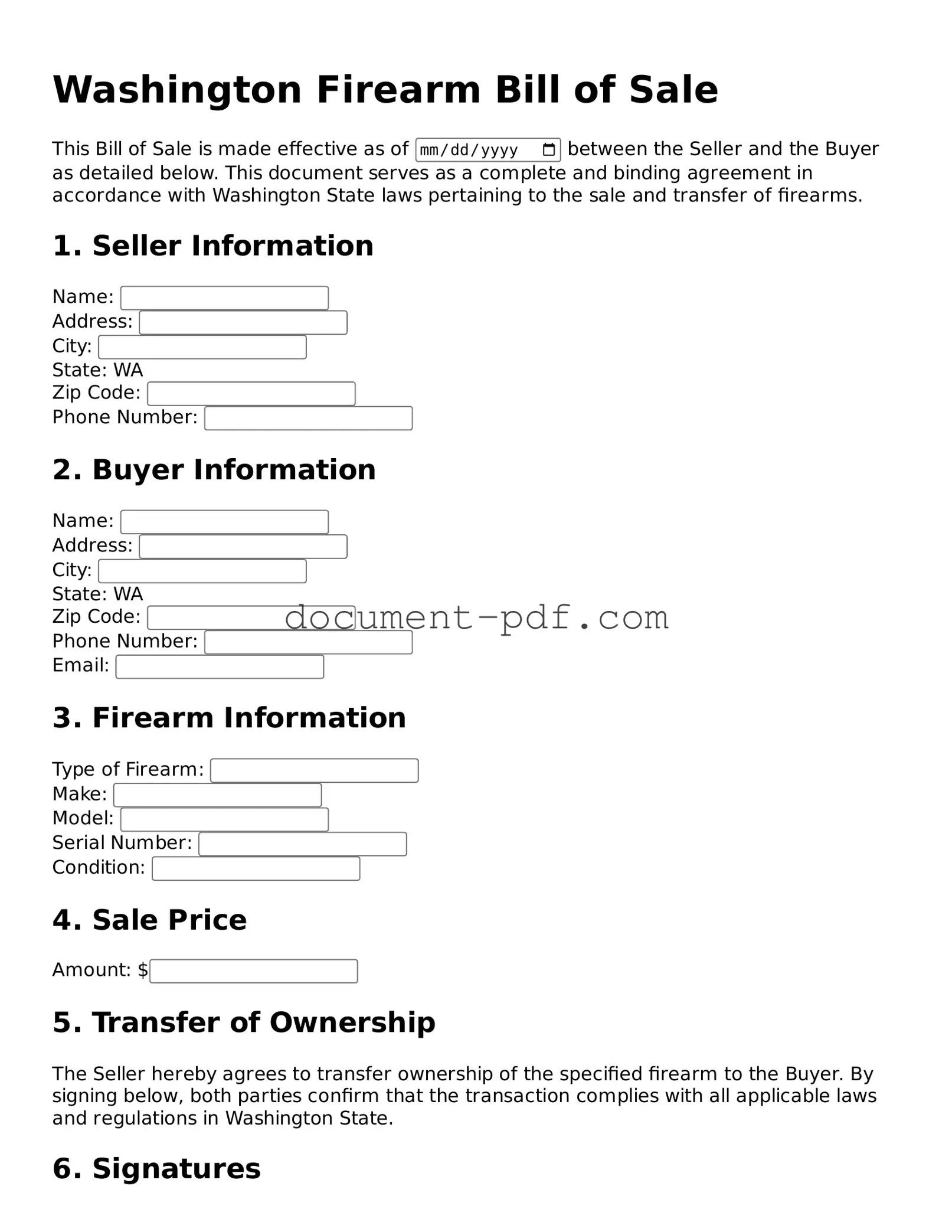 Attorney-Verified Washington Firearm Bill of Sale Template