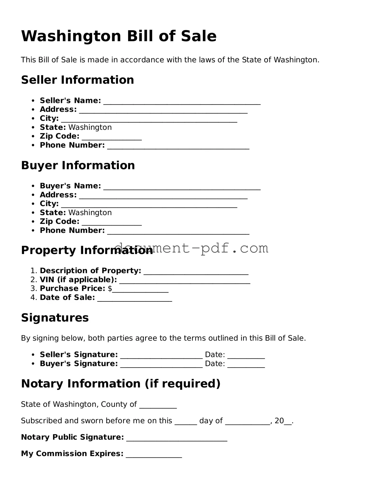 Attorney-Verified Washington Bill of Sale Template