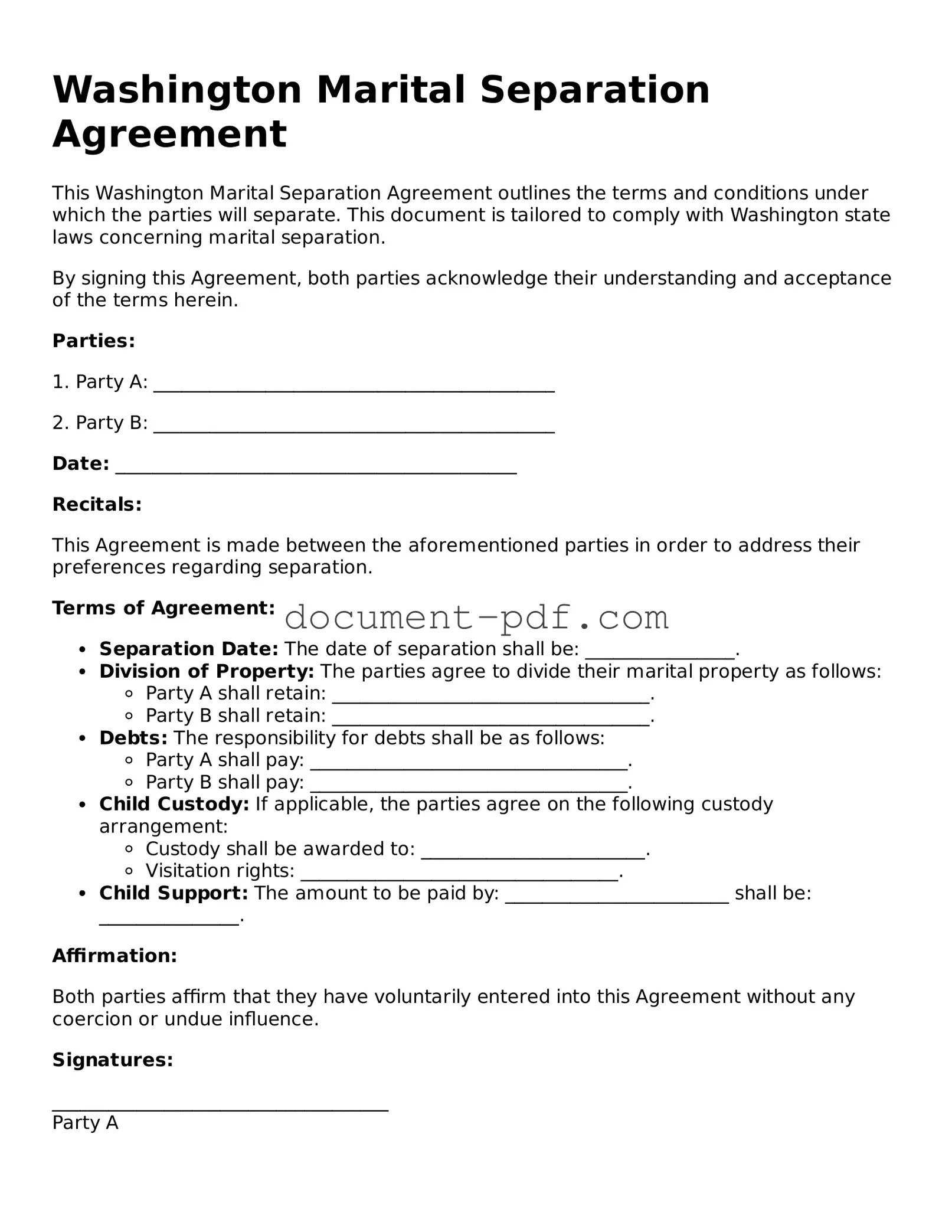 Attorney-Verified Washington Marital Separation Agreement Template
