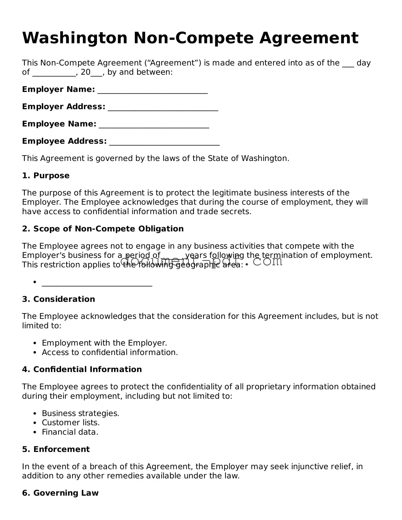 Attorney-Verified Washington Non-compete Agreement Template