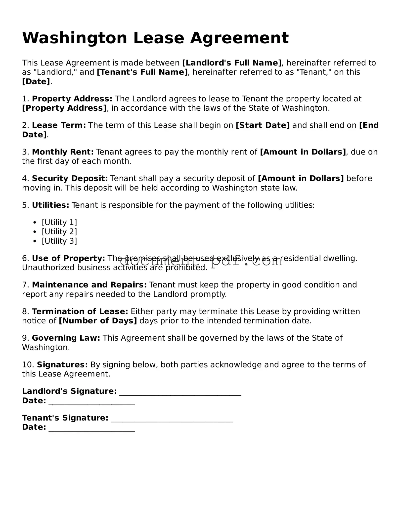 Attorney-Verified Washington Lease Agreement Template